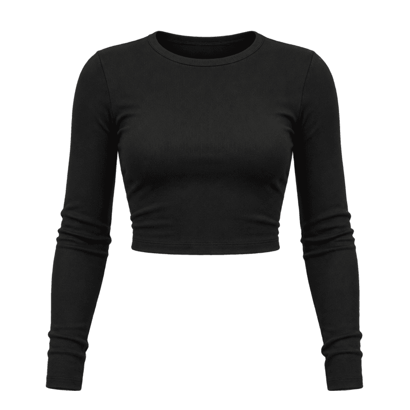 Generated item image of fitted black cropped knit jersey top