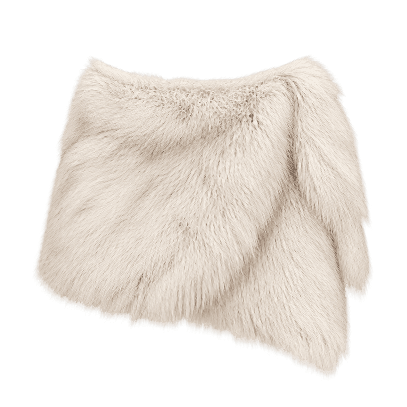 Generated item image of relaxed cream white wrapped shaggy faux fur lower wrap