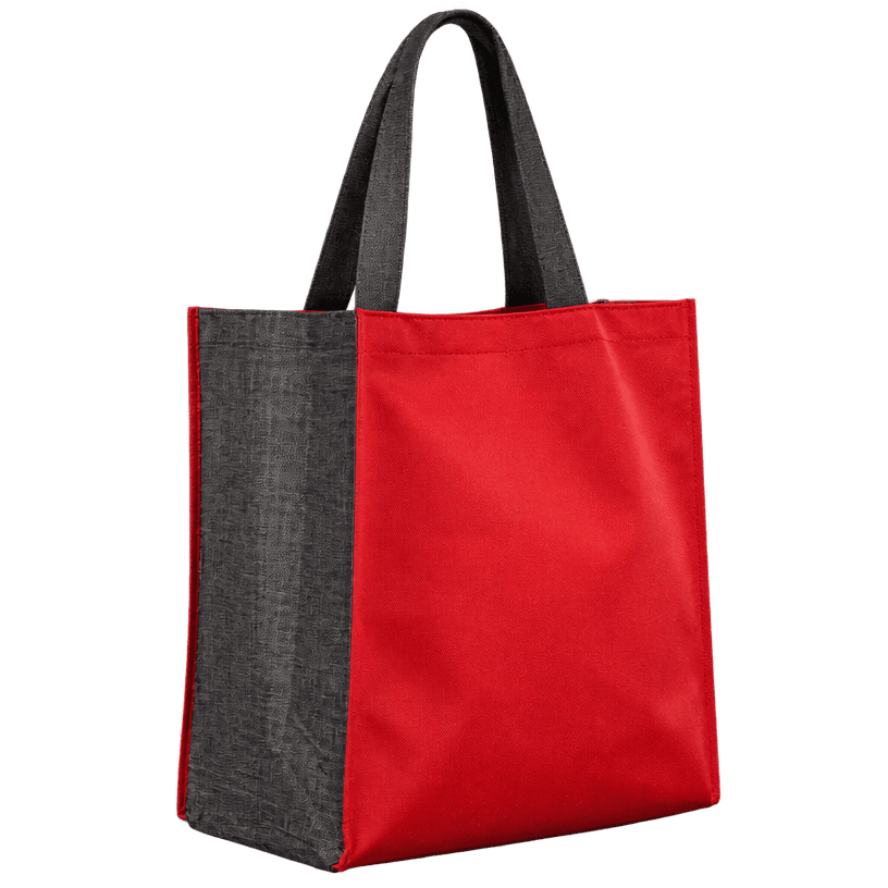 Generated item image of red and dark grey color-blocked tote bag
